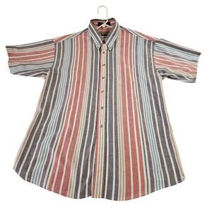 Loafers by Reed St James Shirt Mens XL Multi Color Stripe Short Sleeve Button Up